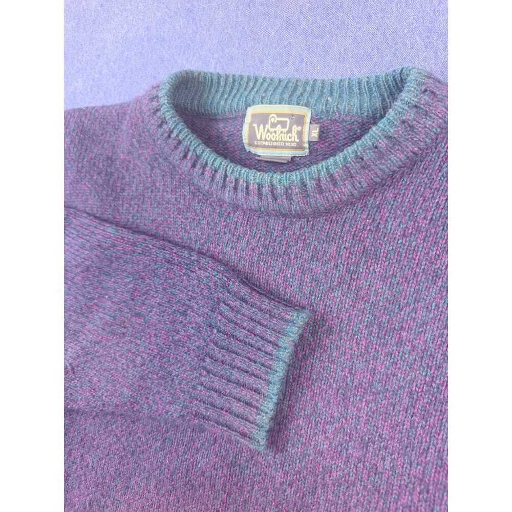 Woolrich Men’s XL Wool Blend Crewneck Speckle Purple Teal Made Hong Kong